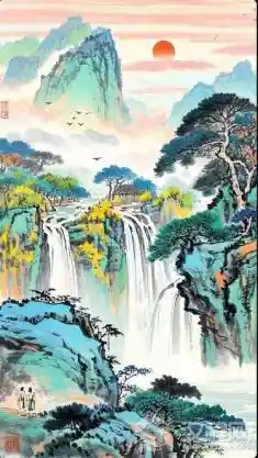 《观瀑图》：山水间的光阴秘语与生活智慧